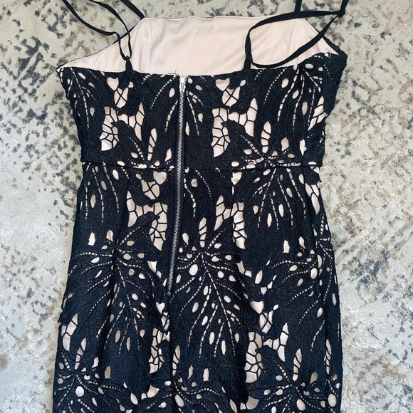 Black Midi Dress by Aqua Lace over Nude XS - Picture 8 of 9